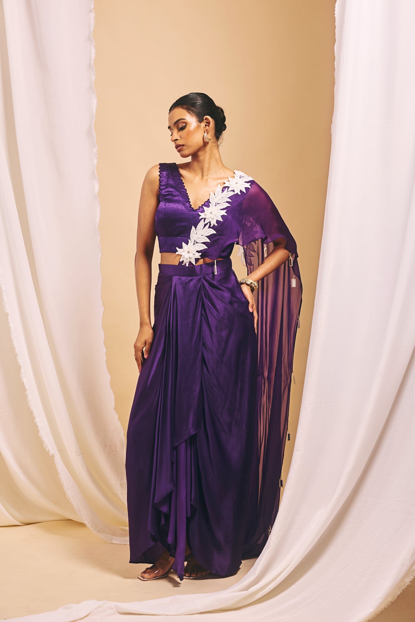 Regal Draped Skirt Set - M