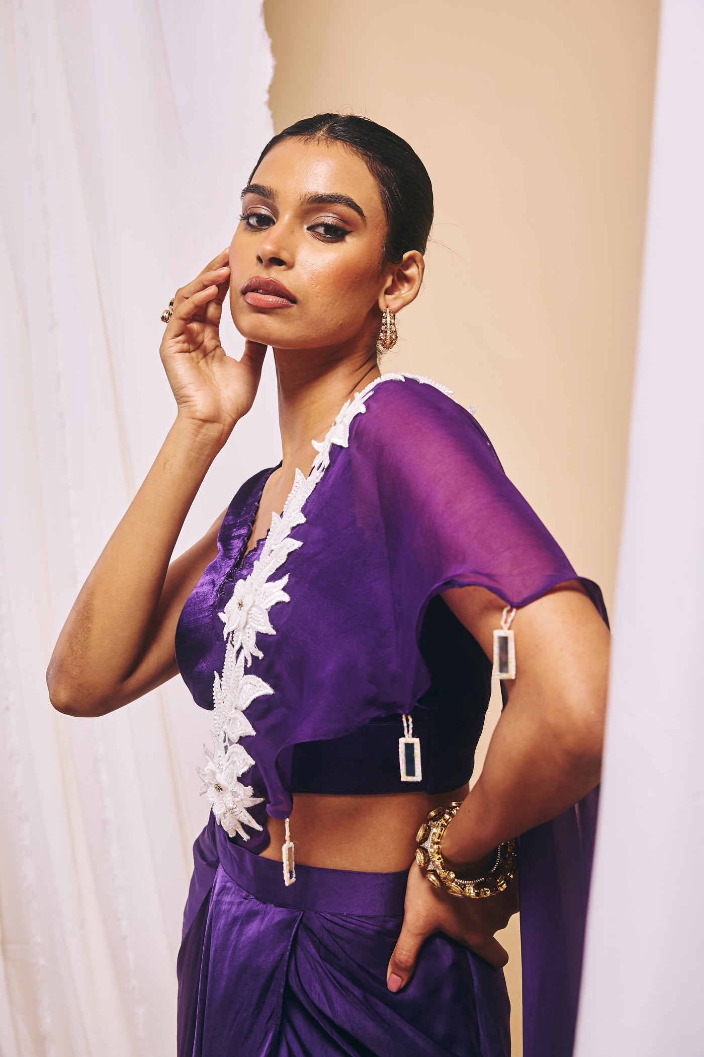 Regal Draped Skirt Set - L